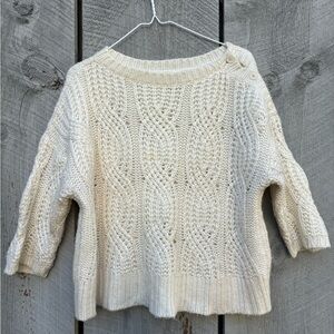 Ann Taylor Cozy Cream Cable Knit Chunky Sweater Women’s Size M